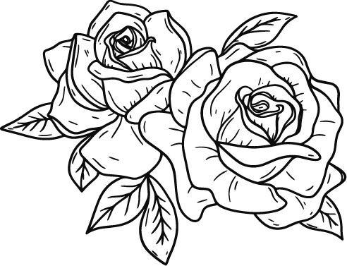 Line art of black flowers